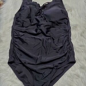 NWT Kona Sol Black Tummy Control 1pc Swimsuit - Size 14W